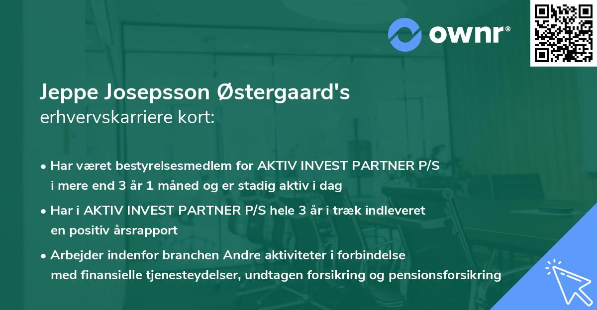 Jeppe Josepsson Østergaard's erhvervskarriere kort