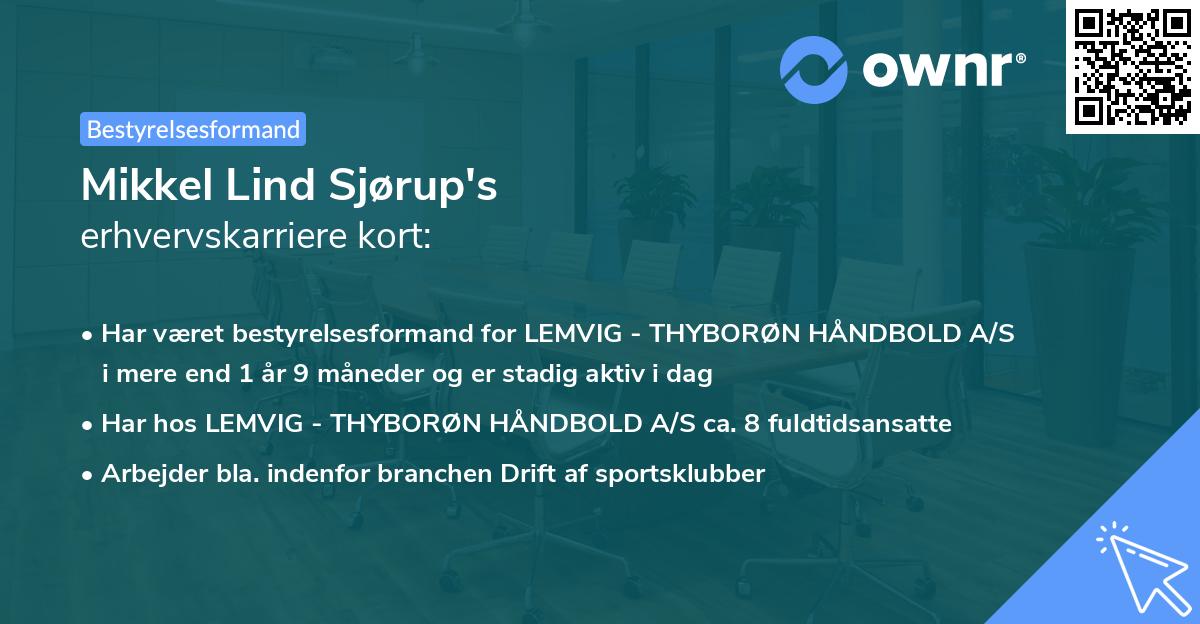 Mikkel Lind Sjørup's erhvervskarriere kort