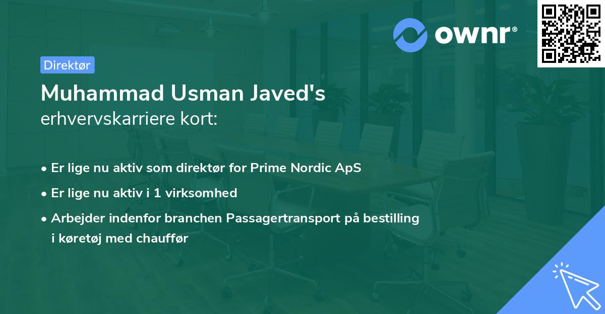 Muhammad Usman Javed's erhvervskarriere kort
