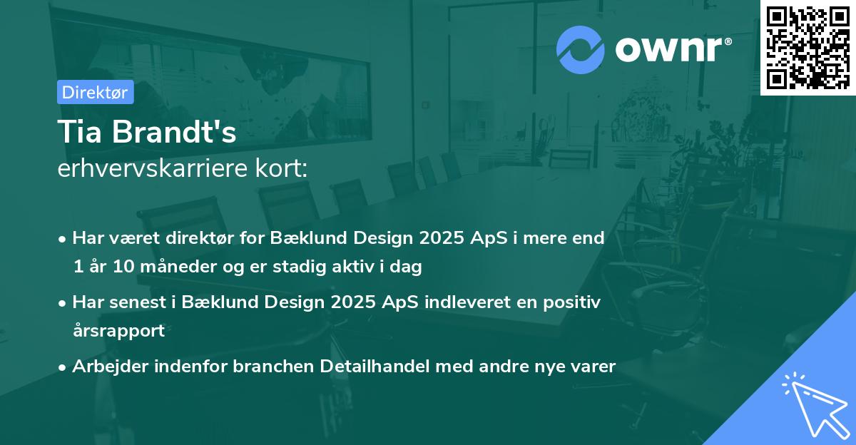 Tia Brandt's erhvervskarriere kort