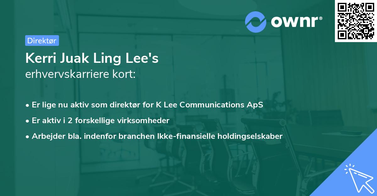 Kerri Juak Ling Lee's erhvervskarriere kort