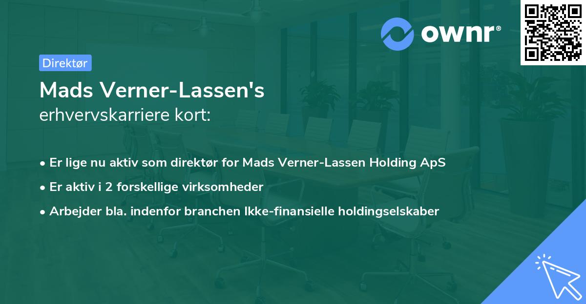 Mads Verner-Lassen's erhvervskarriere kort