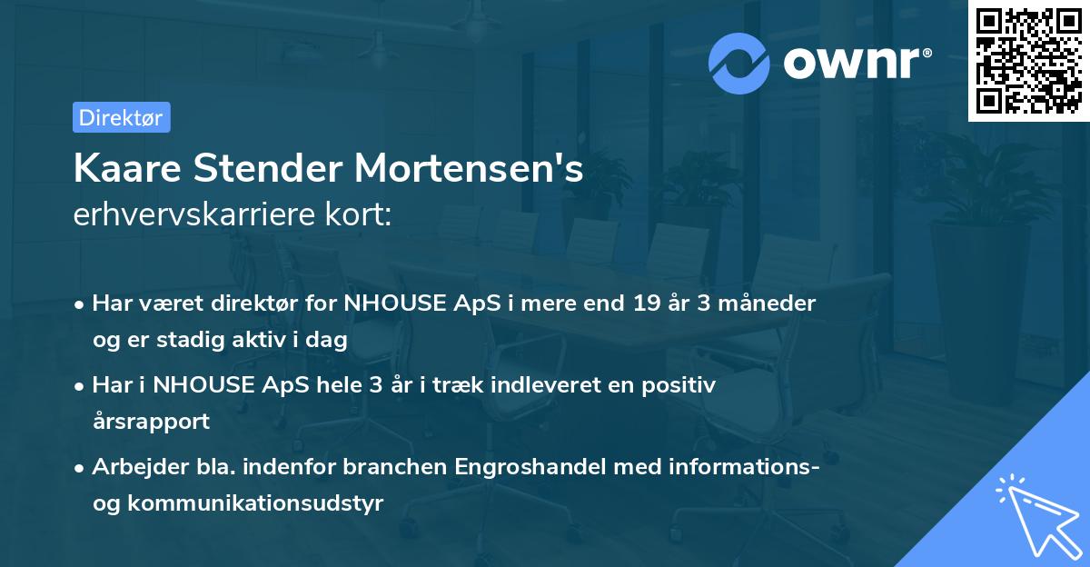 Kaare Stender Mortensen's erhvervskarriere kort