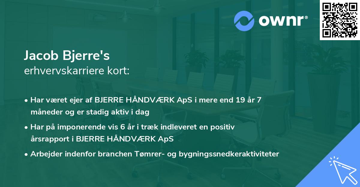 Jacob Bjerre's erhvervskarriere kort