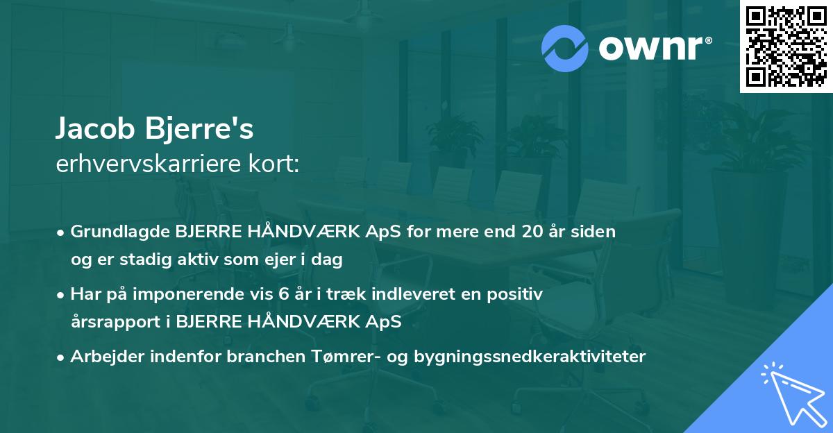 Jacob Bjerre's erhvervskarriere kort