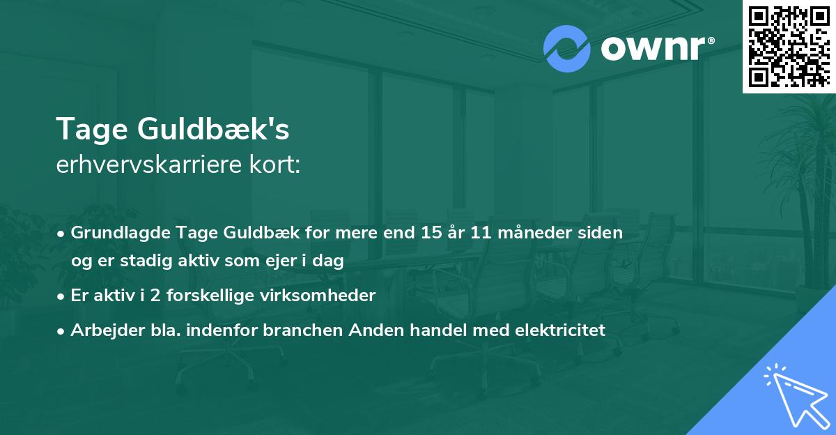 Tage Guldbæk's erhvervskarriere kort
