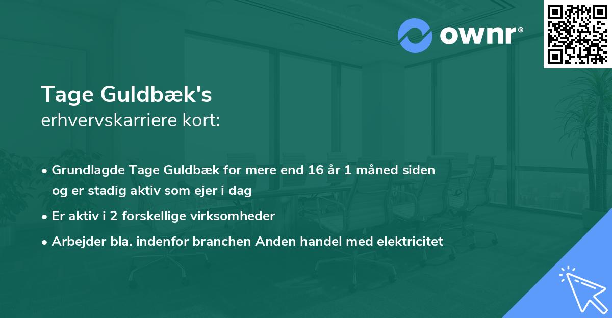 Tage Guldbæk's erhvervskarriere kort