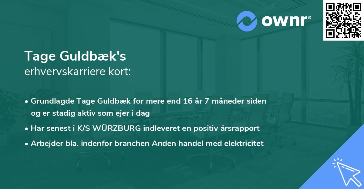 Tage Guldbæk's erhvervskarriere kort