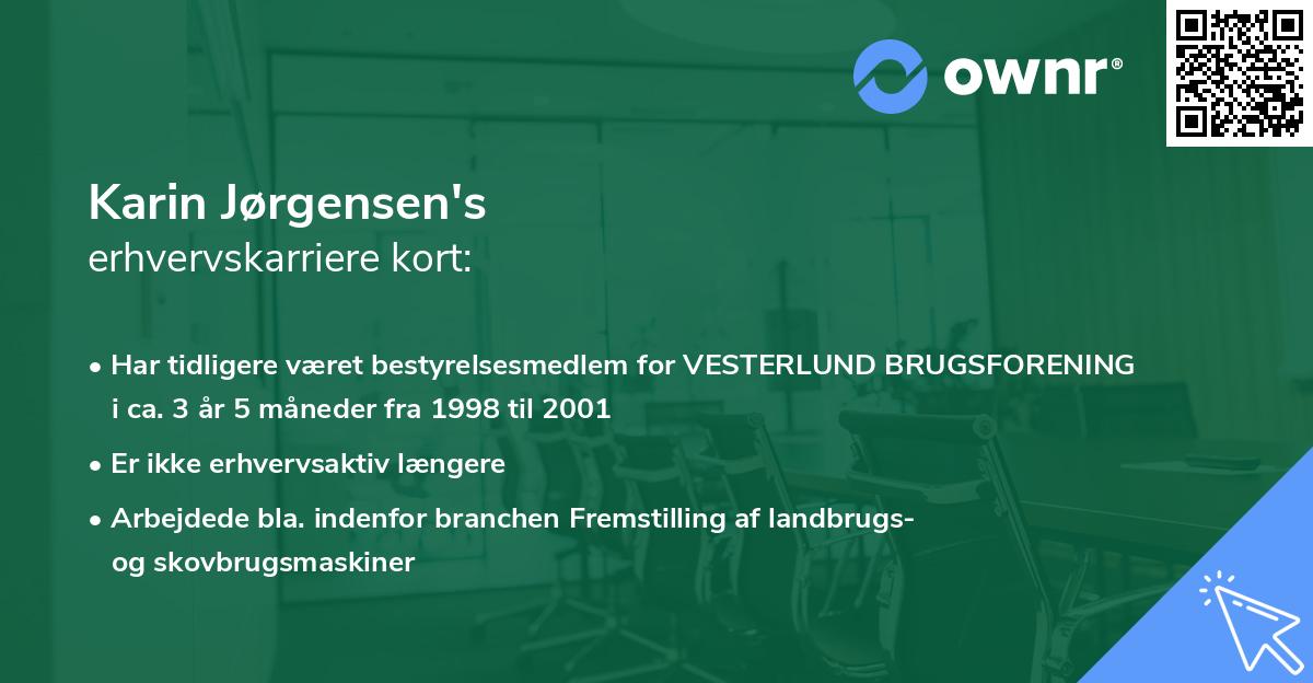Karin Jørgensen's erhvervskarriere kort