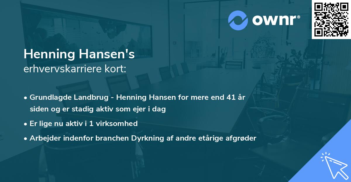 Henning Hansen's erhvervskarriere kort