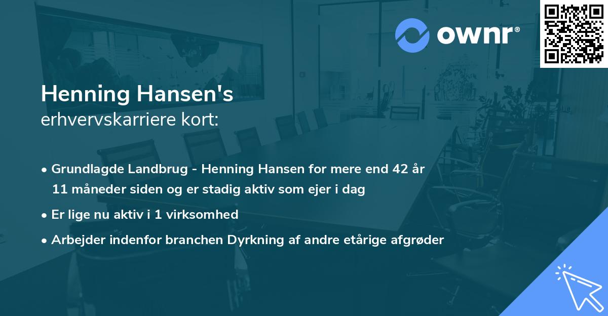 Henning Hansen's erhvervskarriere kort