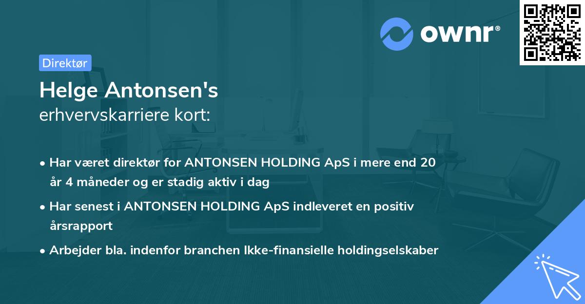Helge Antonsen's erhvervskarriere kort
