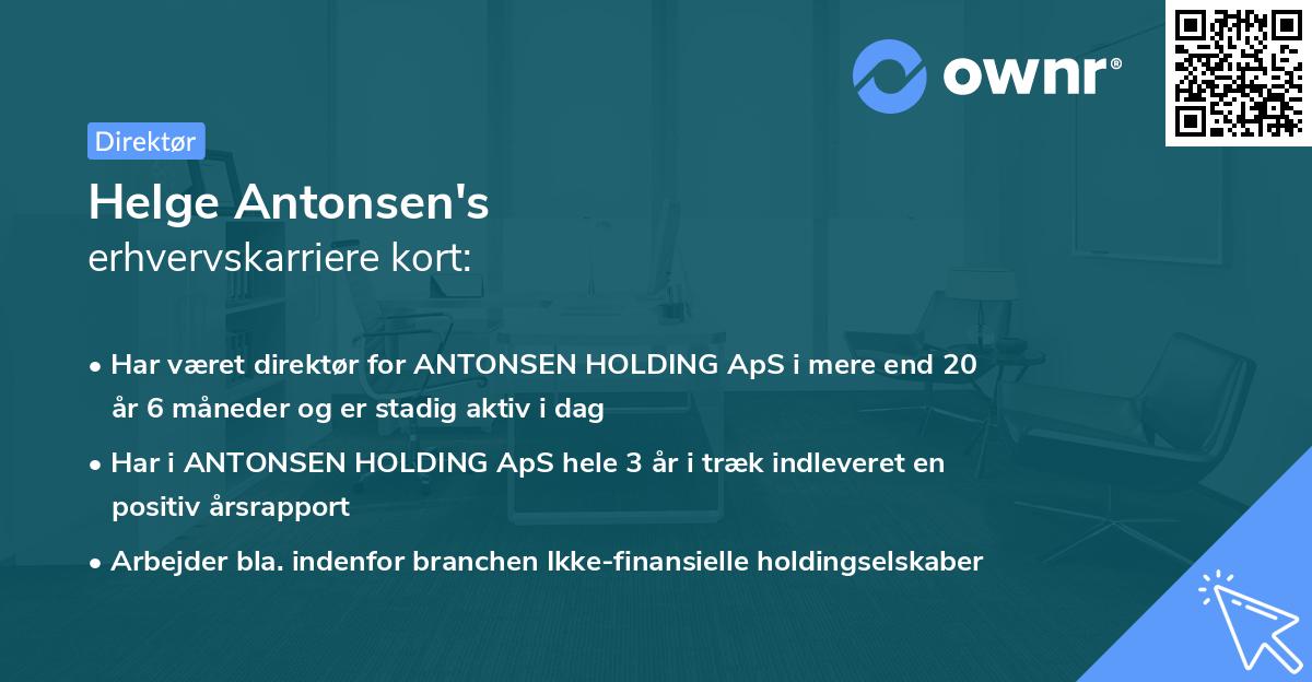 Helge Antonsen's erhvervskarriere kort