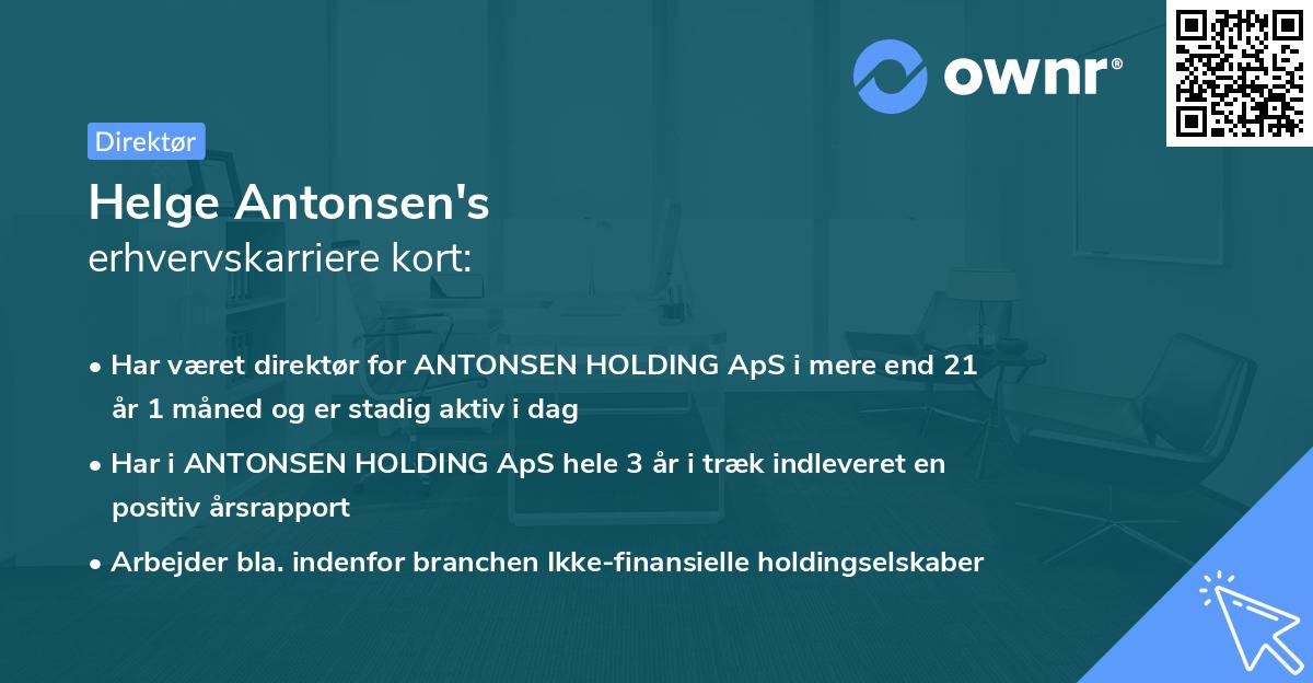Helge Antonsen's erhvervskarriere kort
