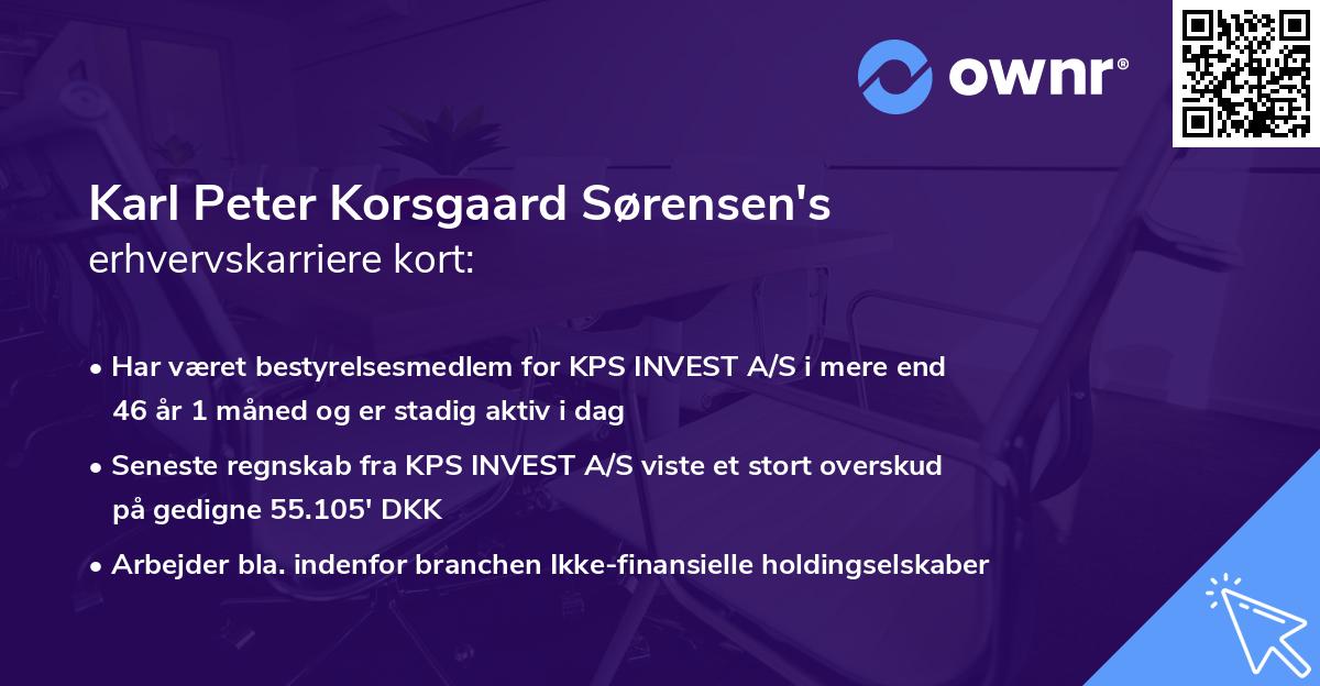 Karl Peter Korsgaard Sørensen's erhvervskarriere kort