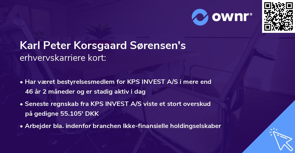 Karl Peter Korsgaard Sørensen's erhvervskarriere kort