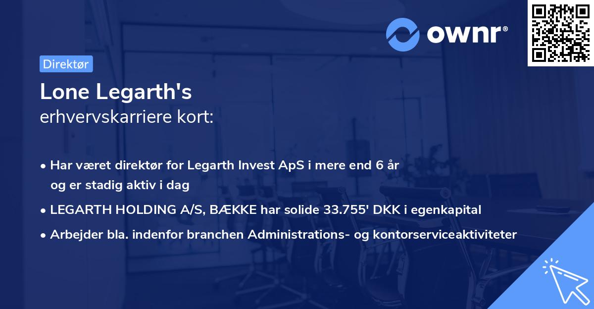 Lone Legarth's erhvervskarriere kort
