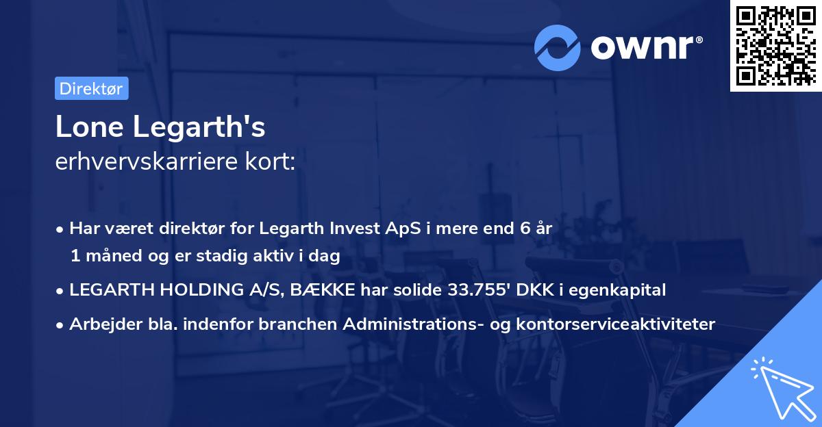 Lone Legarth's erhvervskarriere kort