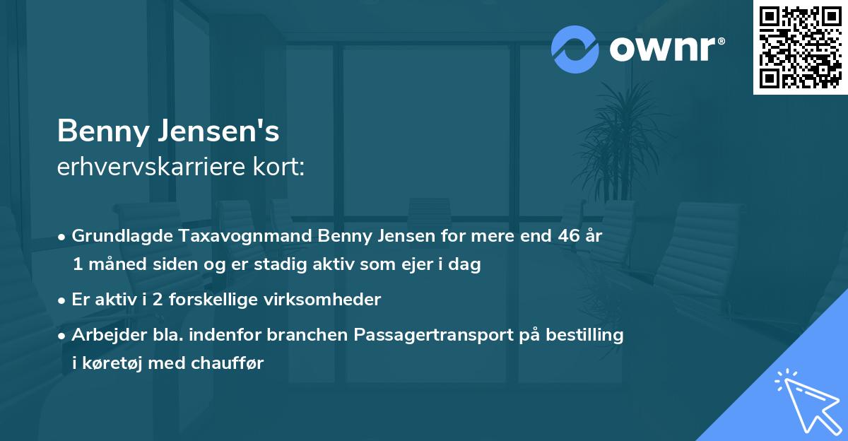 Benny Jensen's erhvervskarriere kort