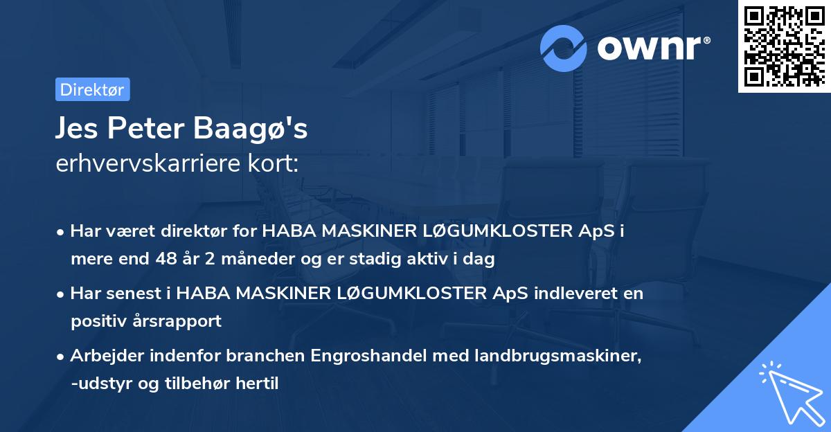Jes Peter Baagø's erhvervskarriere kort