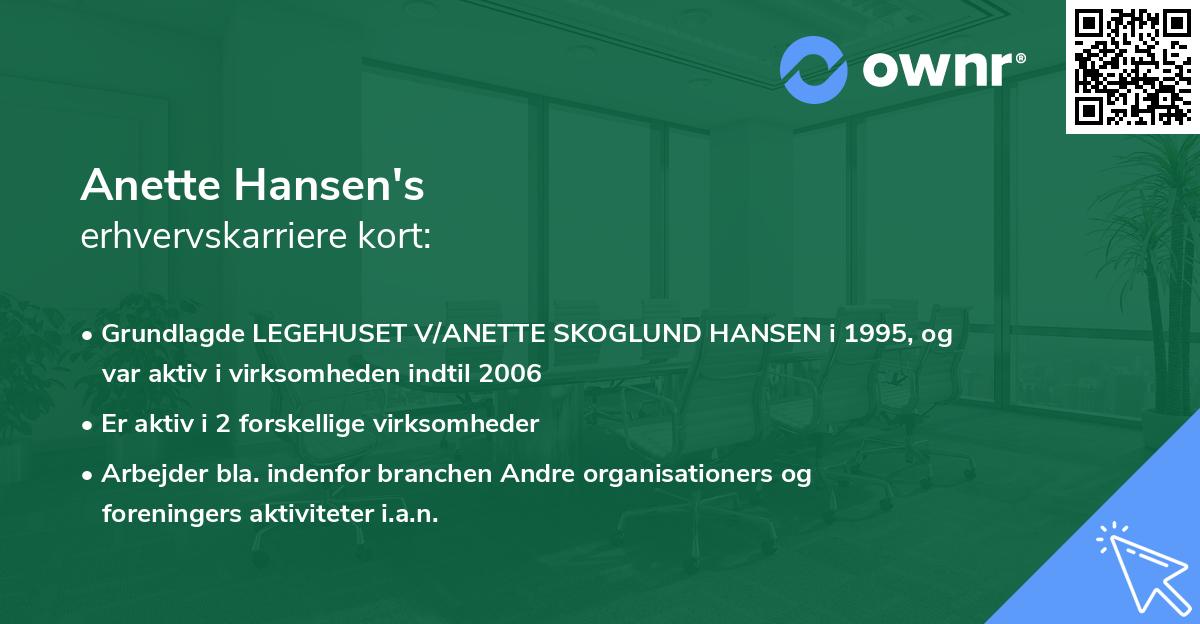 Anette Hansen's erhvervskarriere kort