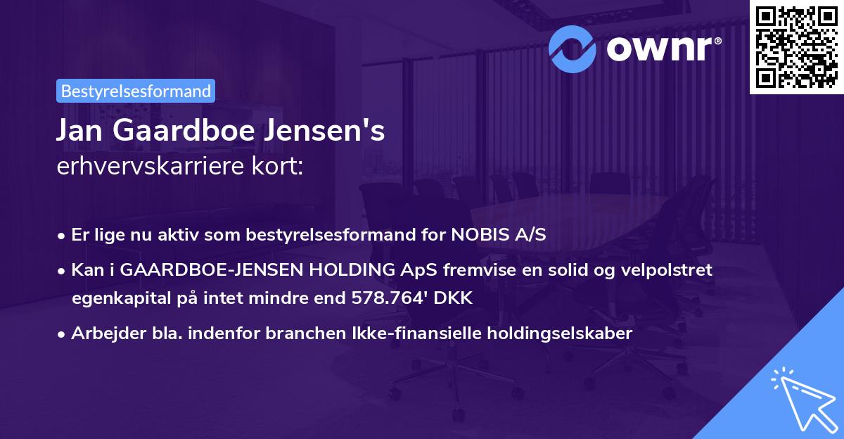 Jan Gaardboe Jensen's erhvervskarriere kort