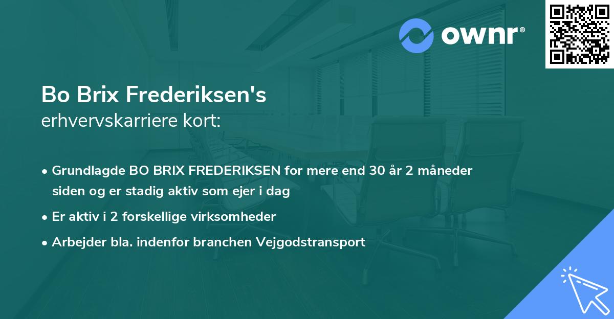 Bo Brix Frederiksen's erhvervskarriere kort