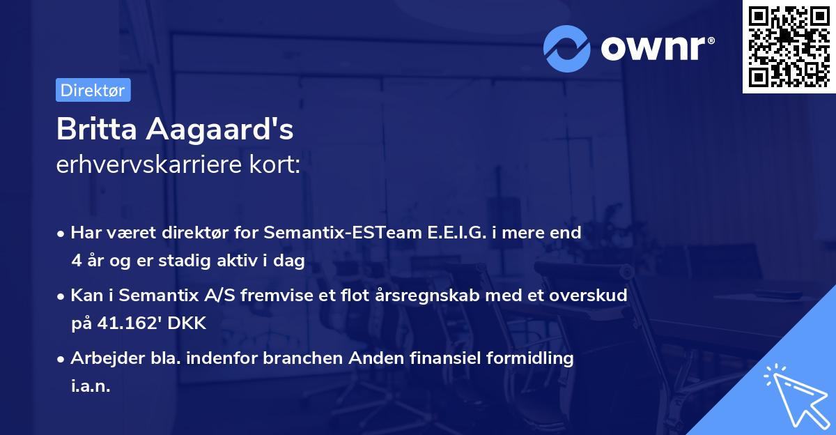 Britta Aagaard's erhvervskarriere kort