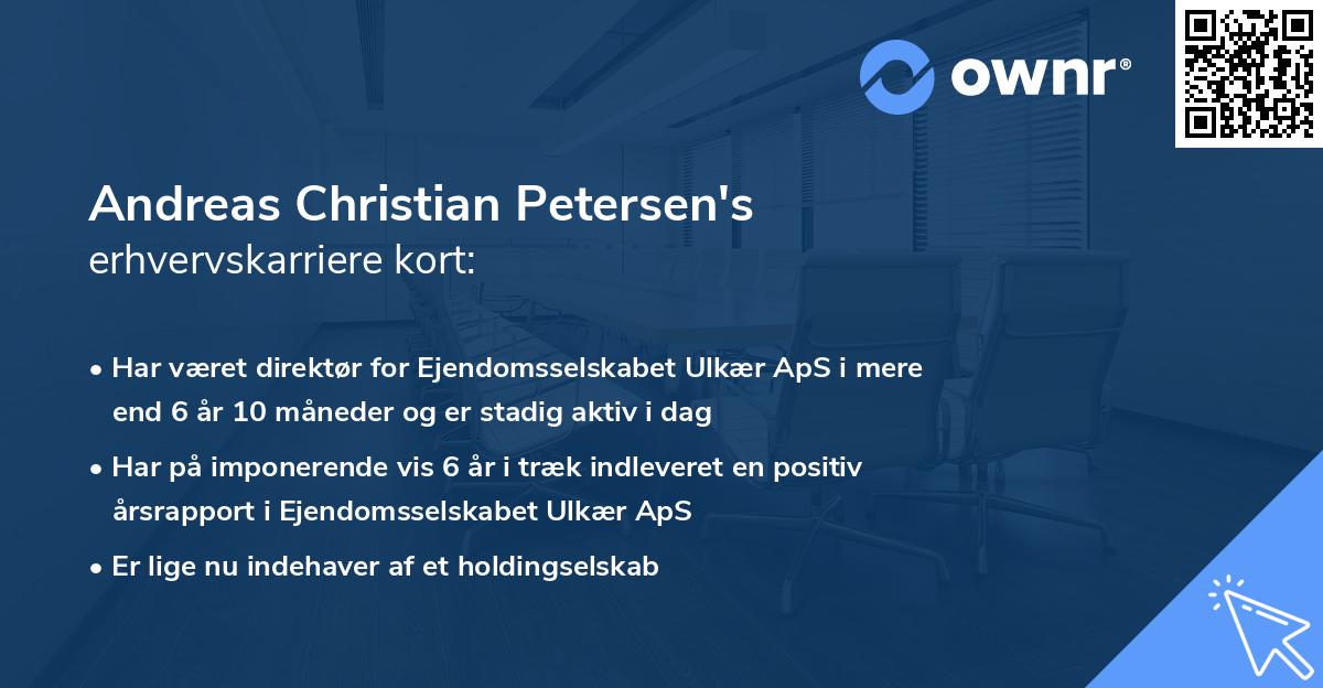 Andreas Christian Petersen's erhvervskarriere kort