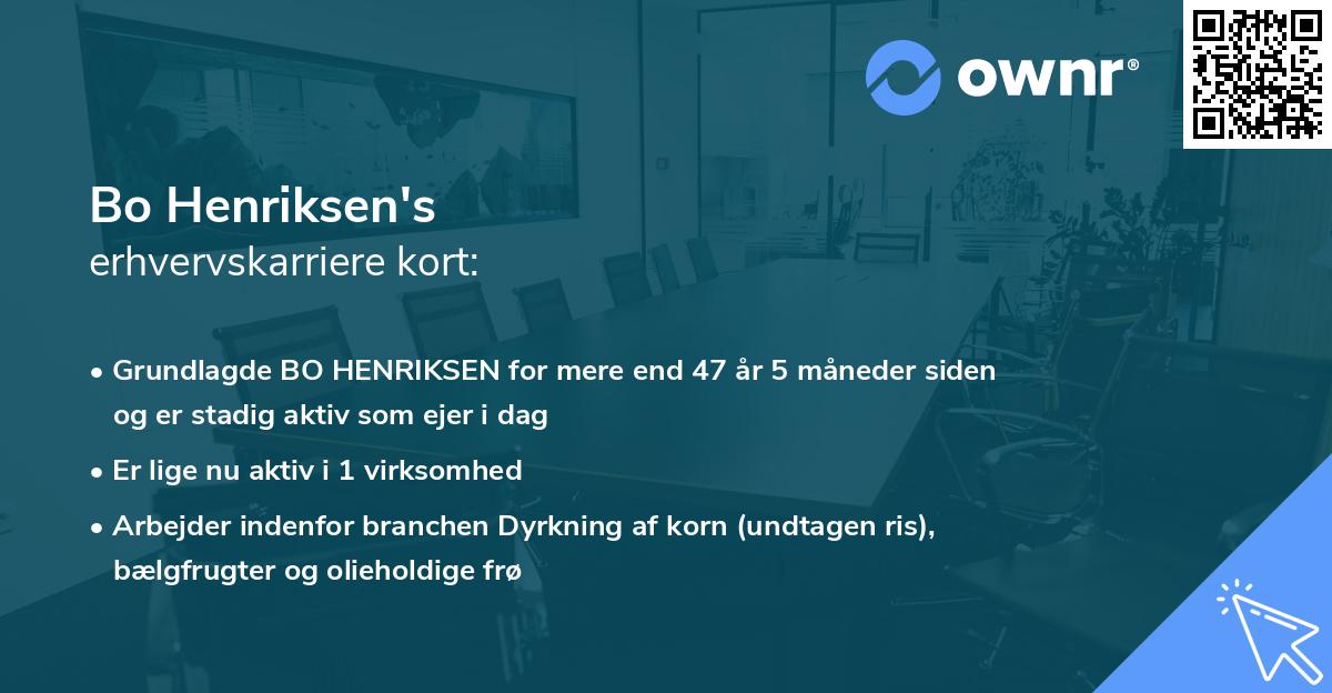 Bo Henriksen's erhvervskarriere kort