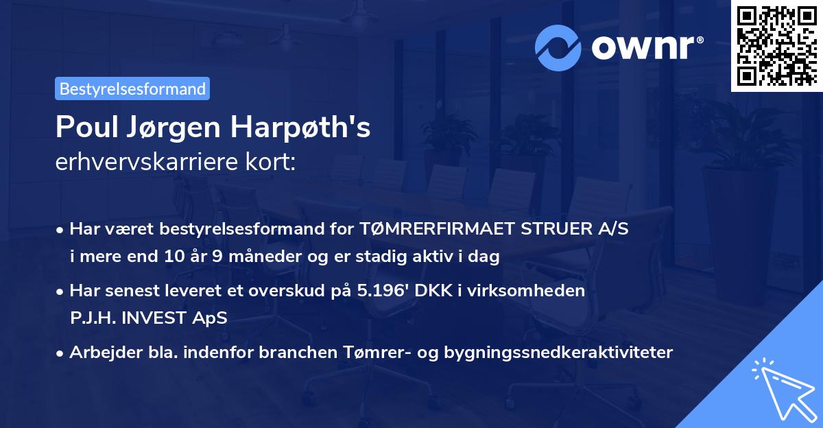 Poul Jørgen Harpøth's erhvervskarriere kort