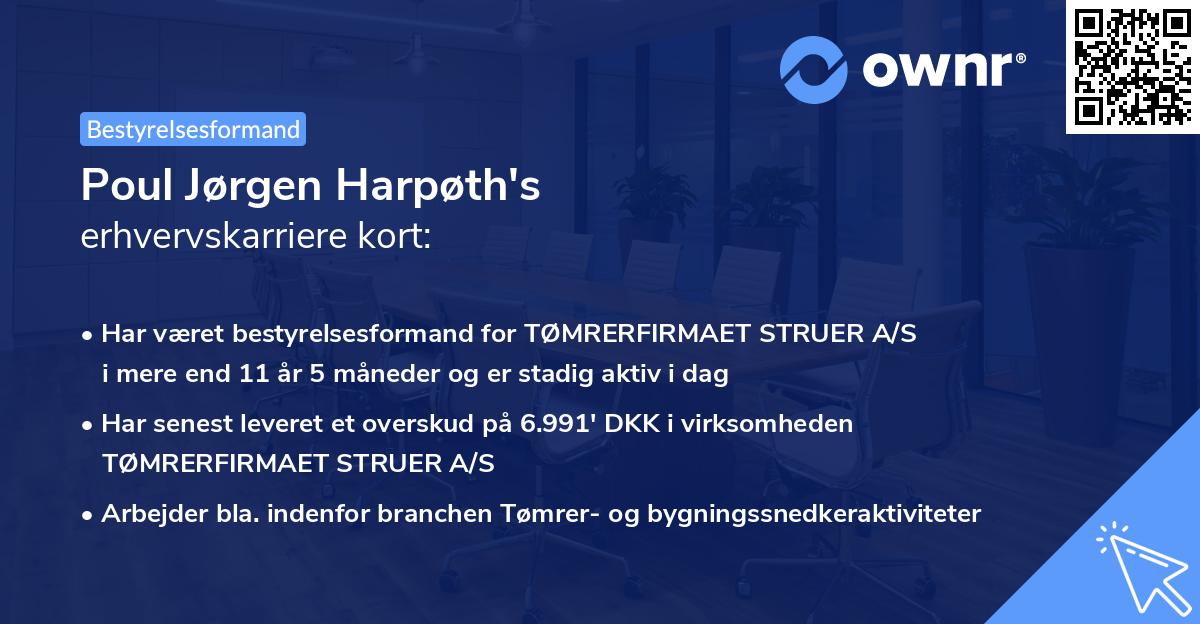 Poul Jørgen Harpøth's erhvervskarriere kort