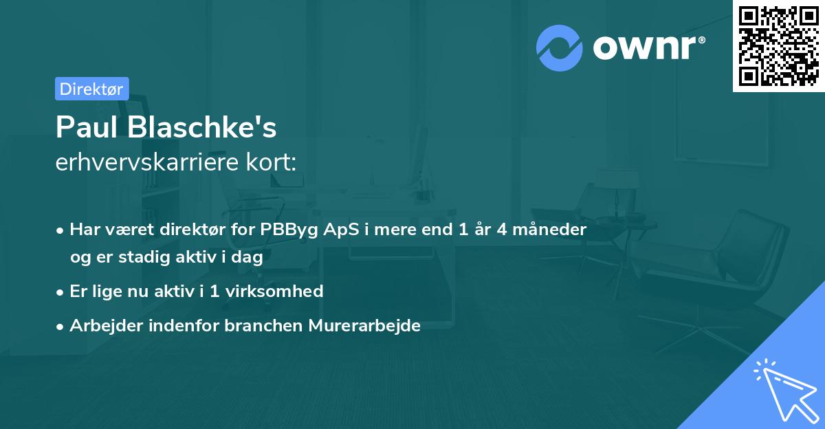 Paul Blaschke's erhvervskarriere kort