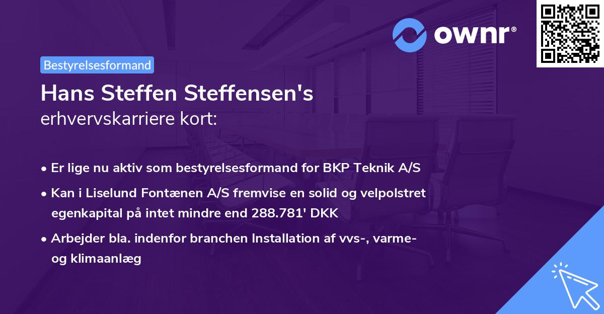 Hans Steffen Steffensen's erhvervskarriere kort