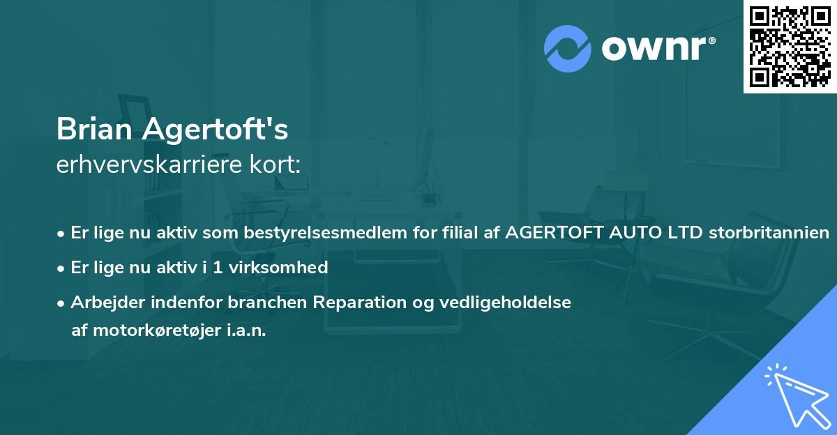 Brian Agertoft's erhvervskarriere kort