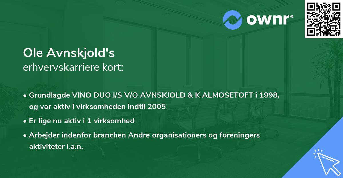 Ole Avnskjold's erhvervskarriere kort