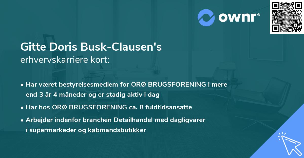 Gitte Doris Busk-Clausen's erhvervskarriere kort