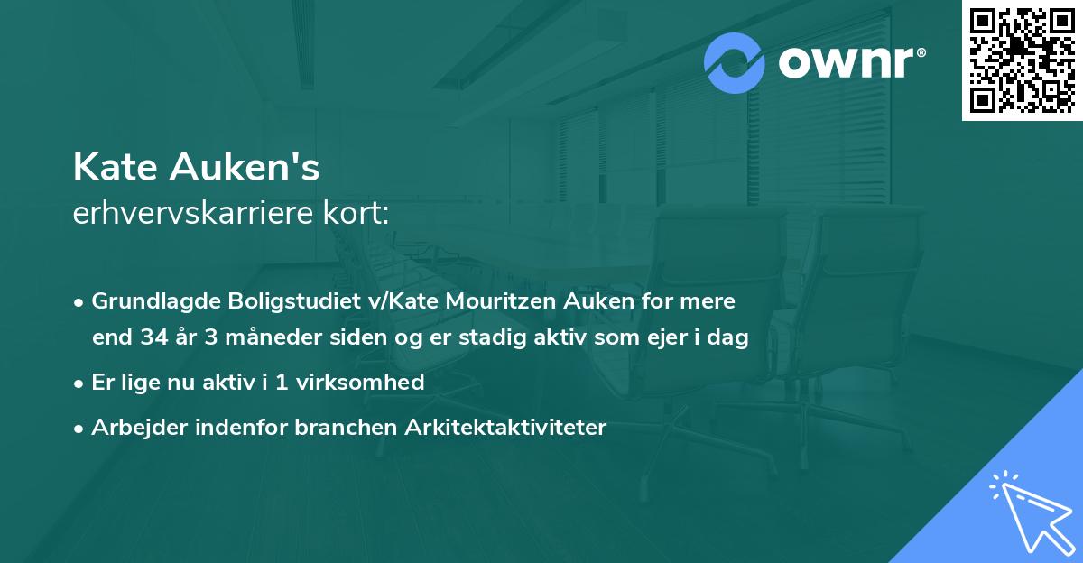 Kate Auken's erhvervskarriere kort