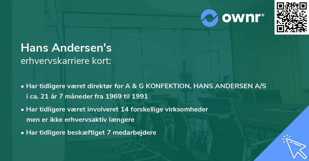 Hans Andersen's erhvervskarriere kort