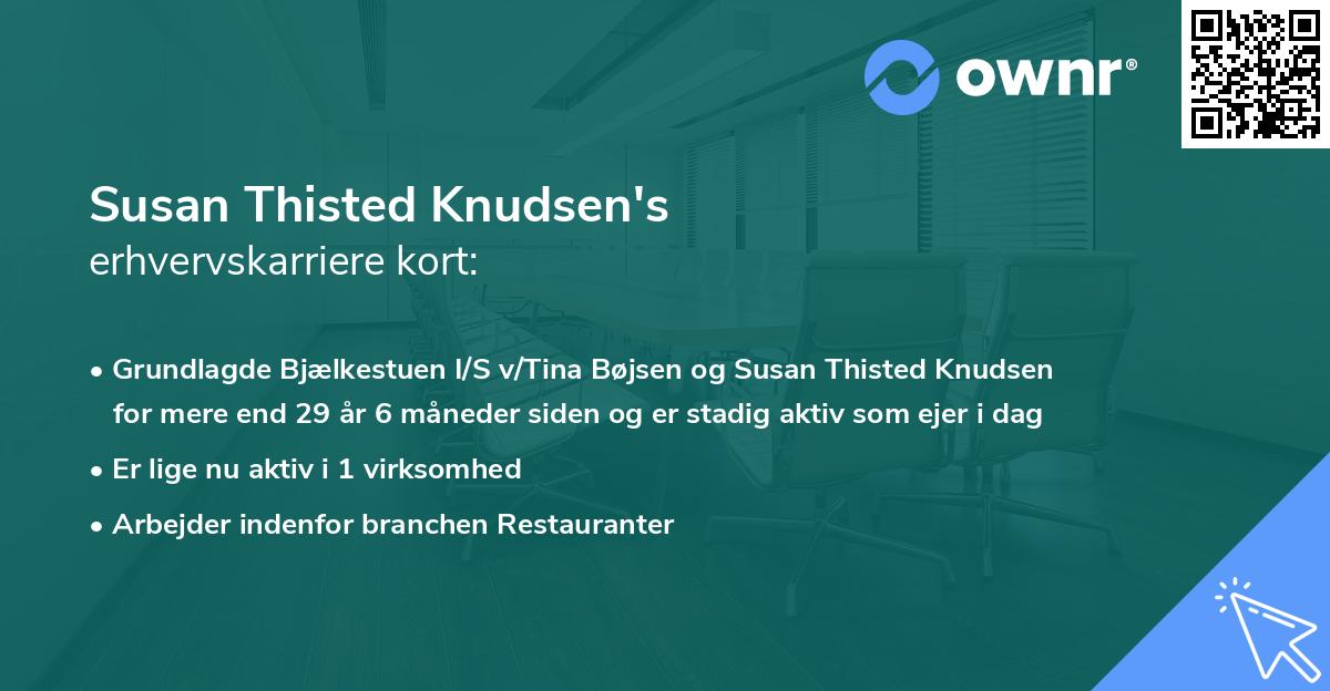 Susan Thisted Knudsen's erhvervskarriere kort