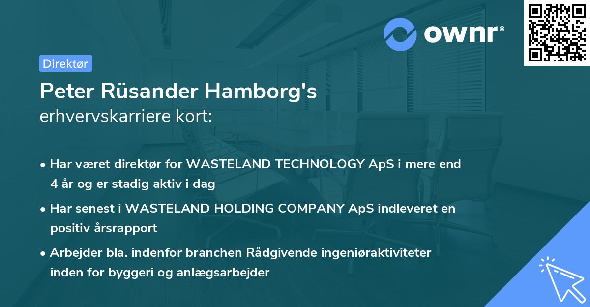 Peter Rüsander Hamborg's erhvervskarriere kort