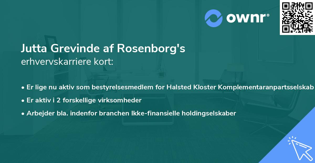 Jutta Grevinde af Rosenborg's erhvervskarriere kort