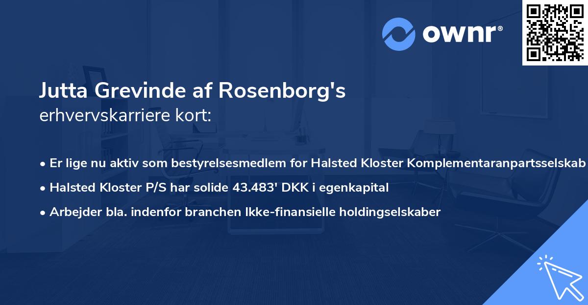 Jutta Grevinde af Rosenborg's erhvervskarriere kort