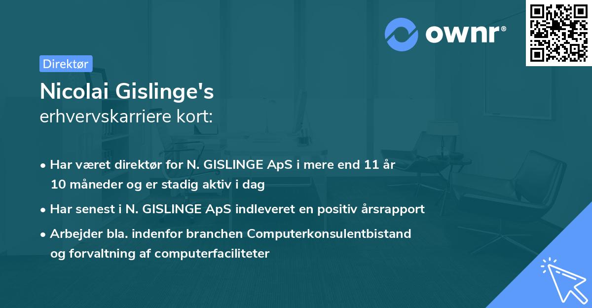 Nicolai Gislinge's erhvervskarriere kort