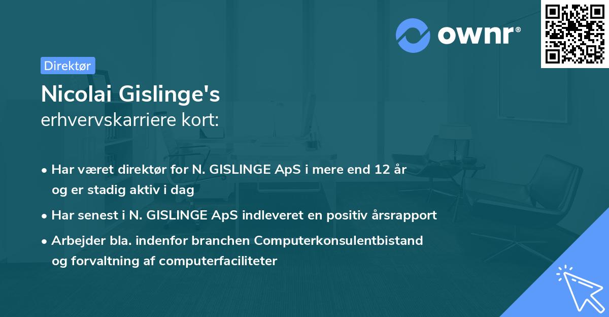 Nicolai Gislinge's erhvervskarriere kort
