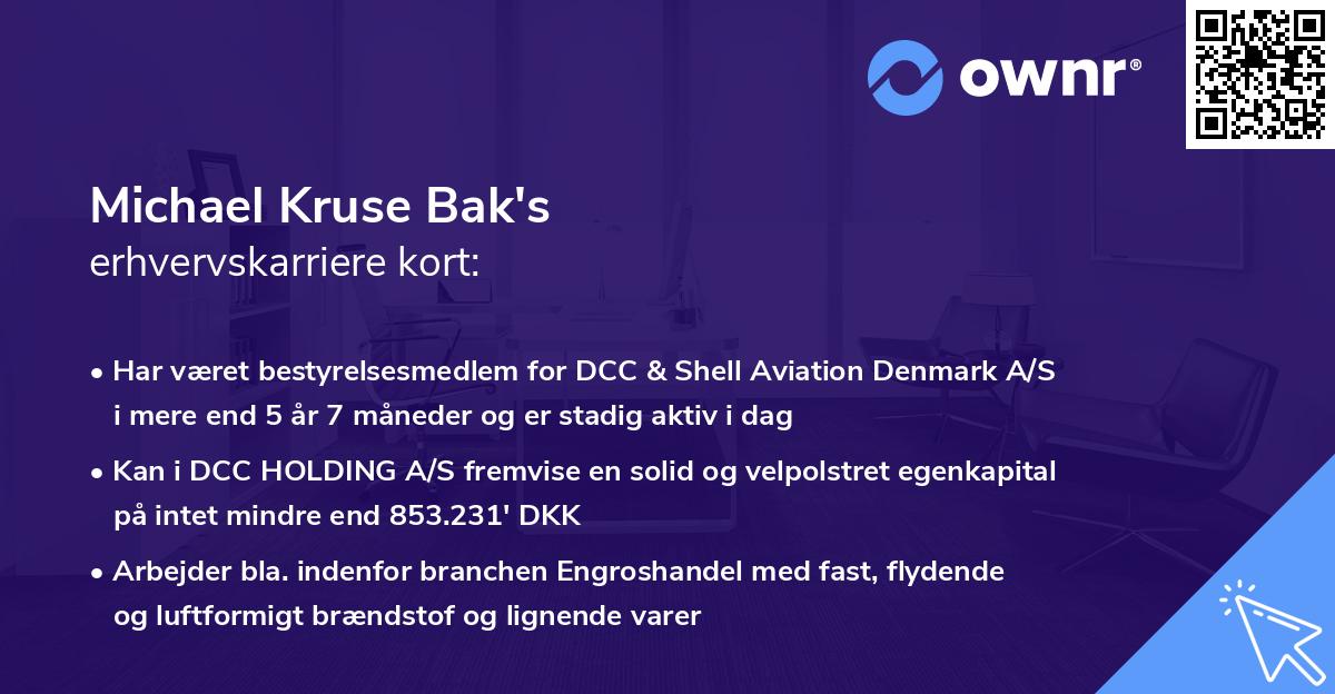 Michael Kruse Bak's erhvervskarriere kort