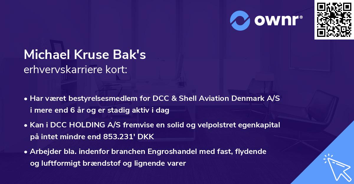 Michael Kruse Bak's erhvervskarriere kort