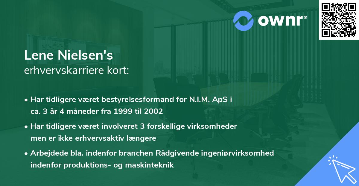 Lene Nielsen's erhvervskarriere kort