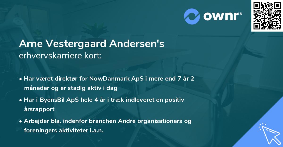 Arne Vestergaard Andersen's erhvervskarriere kort