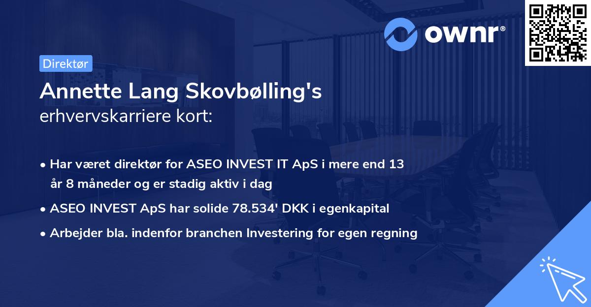 Annette Lang Skovbølling's erhvervskarriere kort